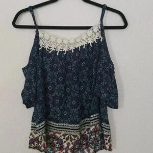 Meraki Cold Shoulders Boho Blouse Size XL